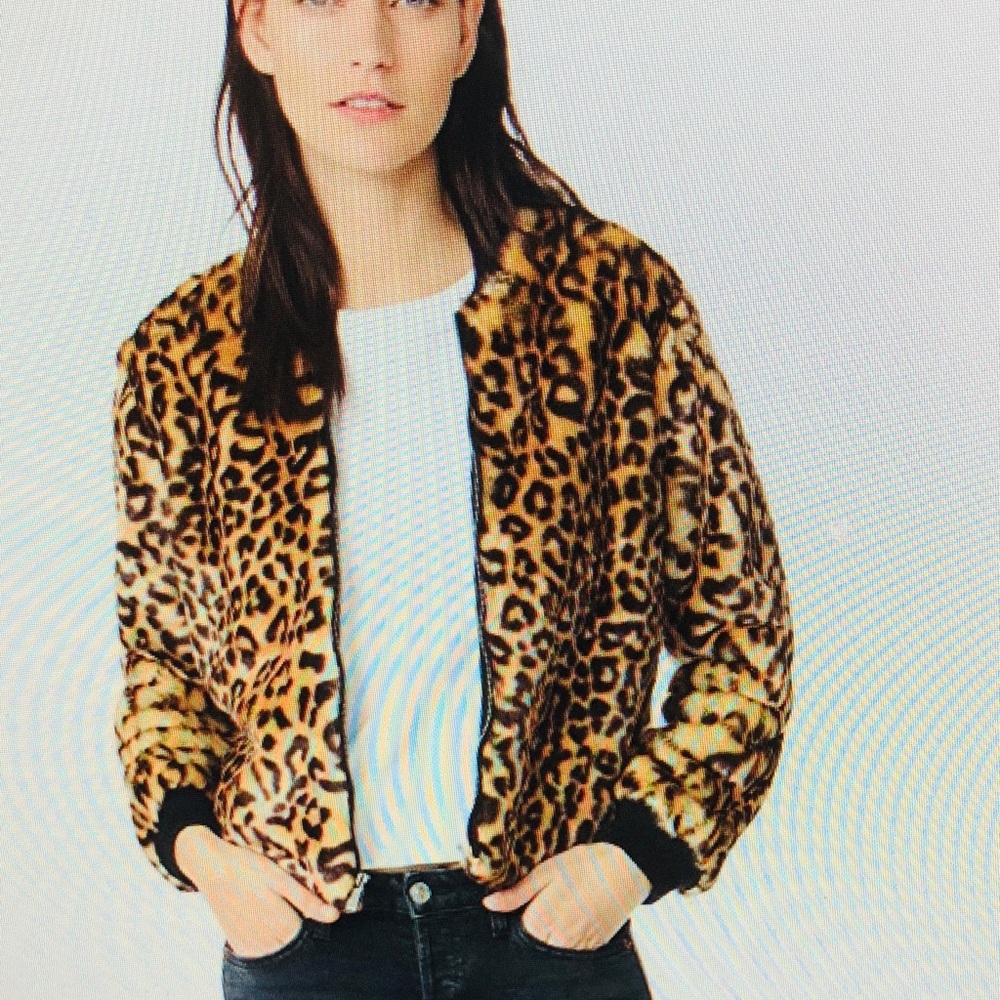 Splendid Leopard Faux Fur Bomber Jacket
